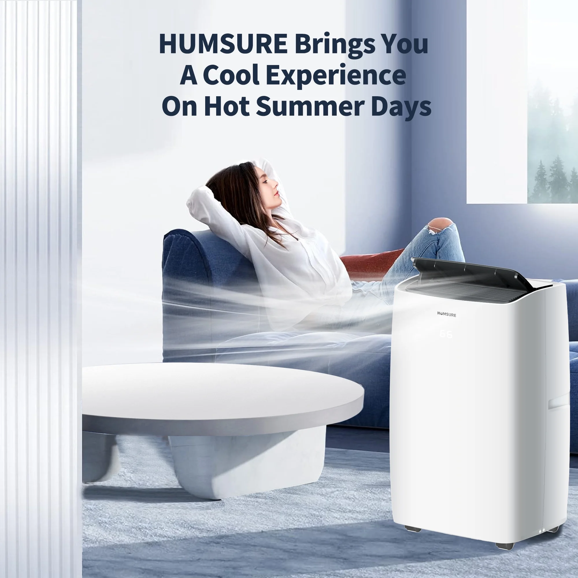 HUMSURE Portable Air Conditioner 14000 BTU(ASHRAE) ,Suitable for 420 sq ft of Rooms, Floor Standing Air Conditioning AC Unit with Remote Control and Installation Kit, 5-In-1 Function 9200BTU(SACC)