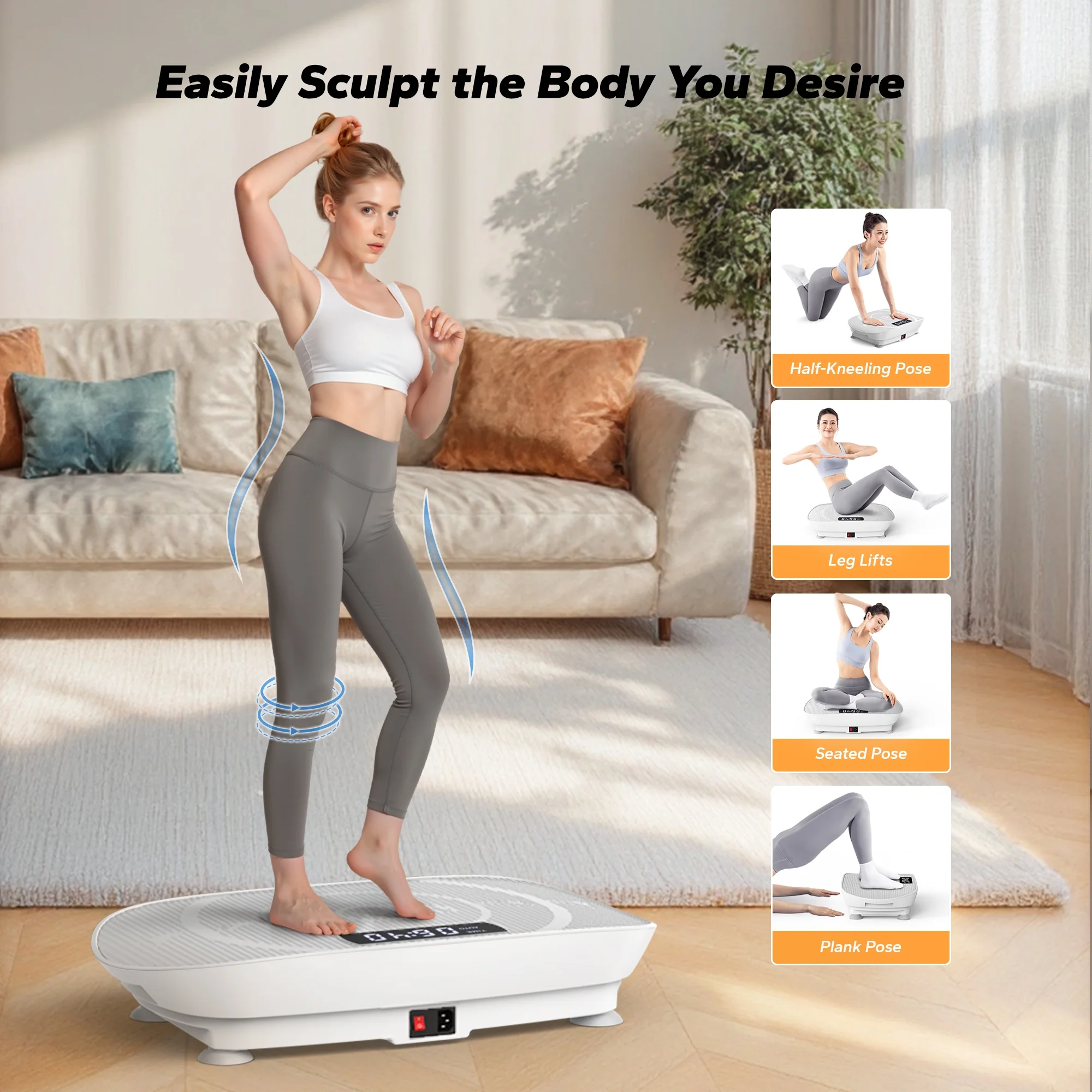 MERACH 400lb Vibrating Plate Muscle Toner Resistance Band Whole Body Vibration Exercise Equipment Machine with Remote Control Home Gym
